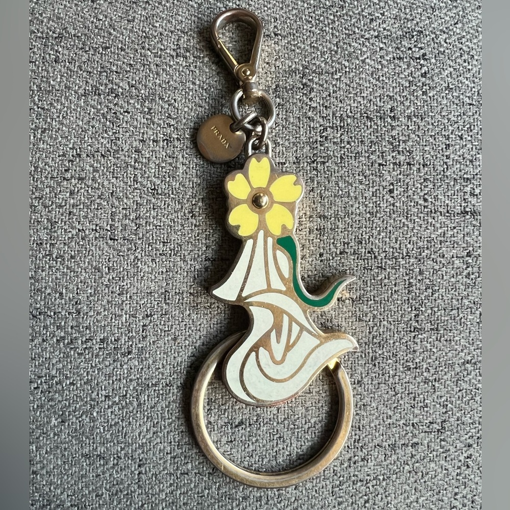 Prada Floral keychain bag charm